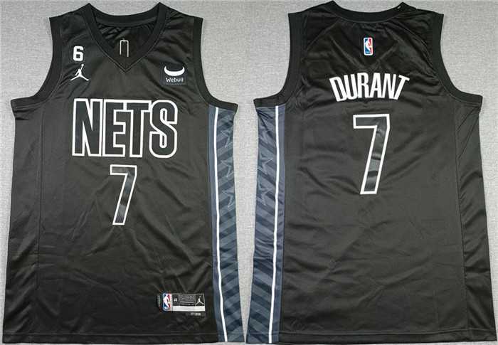 Mens Brooklyn Nets #7 Kevin Durant Black2022-23 Statement Edition No.6 Patch Stitched Basketball Jersey->brooklyn nets->NBA Jersey